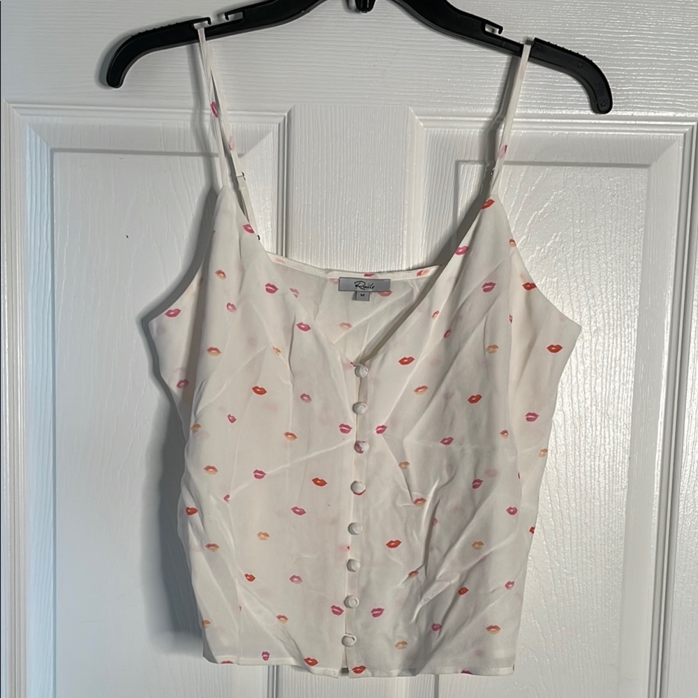 Rails 100% silk lip print tank top